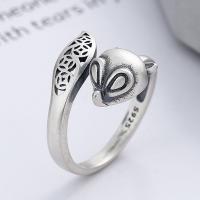 Bague en argent , argent sterling 925, renard, bijoux de mode & pour femme, 14mm, Vendu par PC