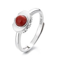 Anillo de Plata Ley, plata de ley 925, con Yunnan Red Agate, Lingote, Acabado antiguo, Joyería & para mujer, 8mm, Vendido por UD