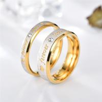 Bague en acier inoxydable , acier inoxydable 316L, Placage ionique sous vide, unisexe & normes différentes pour le choix & styles différents pour le choix & avec strass, Vendu par PC