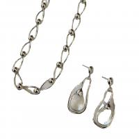 Fashion Zinc Alloy Jewelry Sets, with Glass Stone, plated & for woman, silver color 