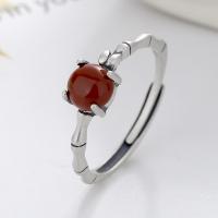 Anillo de Plata Ley, Plata de ley 925, con Yunnan Red Agate, Acabado antiguo, Joyería & diferentes estilos para la opción & para mujer, 6mm, Vendido por UD