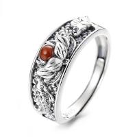 Bague en argent , Argent sterling 925, avec Yunnan agate rouge, Finition antique, bijoux de mode & pour femme, Vendu par PC