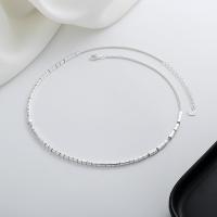 Collar de la joyería de plata esterlina, Plata de ley 925, con 1.97inch extender cadena, chapado en color plata brillante, para mujer, longitud:aproximado 15.74 Inch, Vendido por UD