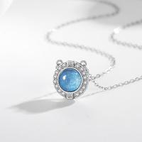 Zircon cubique Micro Pave collier en argent sterling, Argent sterling 925, avec Labradorite, avec 1.97inch chaînes de rallonge, bijoux de mode & pavé de micro zircon & pour femme Environ 15.74 pouce, Vendu par PC