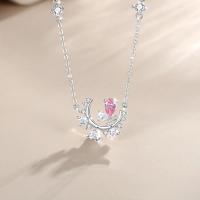 Zircon cubique Micro Pave collier en argent sterling, Argent sterling 925, avec 1.97inch chaînes de rallonge, bijoux de mode & pavé de micro zircon & pour femme Environ 15.74 pouce, Vendu par PC