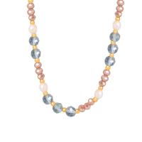 Collier de perles d'eau douce , Acier titane, avec Pierre de verre & Pierre naturelle & perle d'eau douce cultivée, avec 1.97inch chaînes de rallonge, bijoux de mode & pour femme Environ 15.75 pouce, Vendu par PC