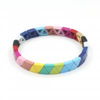 Moda pulseras de la aleación de Zinc, Triángulo, chapado en color dorado, Joyería & Estilo bohemio & barniz de secado al horno & para mujer, color mixto, longitud:aproximado 18.5 cm, Vendido por UD