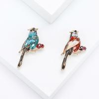 El esmalte Broche, aleación de zinc, Pájaro, chapado en color dorado, Joyería & para mujer & con diamantes de imitación, más colores para la opción, 34x32mm, Vendido por UD