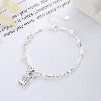 Sterling Silver Bracelets, 925 Sterling Silver, with 1.18inch extender chain, bright silver color plated, fashion jewelry & for woman Approx 6.3 Inch 