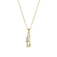 Cubic Zirconia Stainless Steel Necklace, 304 Stainless Steel, with 1.97inch extender chain, Vacuum Plating, fashion jewelry & micro pave cubic zirconia & for woman, golden Approx 15.75 Inch 