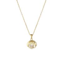 Cubic Zirconia Stainless Steel Necklace, 304 Stainless Steel, with Cubic Zirconia, with 1.97inch extender chain, Shell, Vacuum Plating, fashion jewelry & for woman, golden Approx 15.75 Inch 