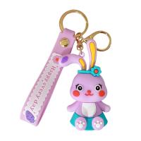 Plastic Key Chain, Soft PVC, with Zinc Alloy, Rabbit, cute & Unisex 