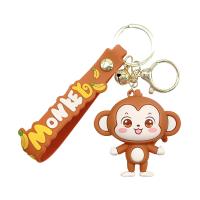 Plastic Key Chain, Soft PVC, with Zinc Alloy, Monkey, cute & Unisex 