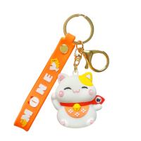 Plastic Key Chain, Soft PVC, with Zinc Alloy, Fortune Cat, cute & Unisex 