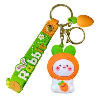 Plastic Key Chain, Soft PVC, with Zinc Alloy, Carrot, cute & Unisex orange 