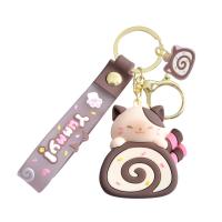 Plastic Key Chain, Soft PVC, with Zinc Alloy, Cat, cute & Unisex 