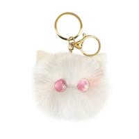 Fur Plush Key Chain, with Zinc Alloy, Cat, cute & Unisex 