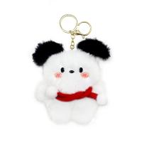 Fur Plush Key Chain, with Zinc Alloy, cute & Unisex white 