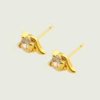 Boucles d'oreilles en laiton zircon cubique pavent, Placage de couleur d'or, bijoux de mode & pavé de micro zircon & pour femme, doré Vendu par paire