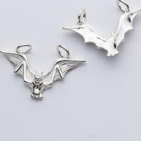 Pendentifs animaux en argent, argent sterling 925, Chauve-souris, Placage, DIY & double trou, argent Vendu par PC