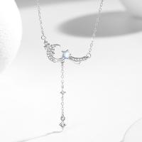 Zircon cubique Micro Pave collier en argent sterling, Argent sterling 925, avec chalumeau, avec 1.97inch chaînes de rallonge, bijoux de mode & pavé de micro zircon & pour femme Environ 15.74 pouce, Vendu par PC