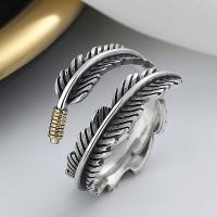 Anillo de Plata Ley, Plata de ley 925, Pluma, Acabado antiguo, Joyería & diferentes estilos para la opción & para mujer, Vendido por UD