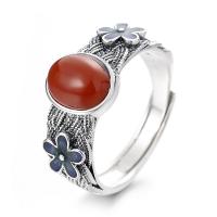 Anillo de Plata Ley, Plata de ley 925, con Yunnan Red Agate, Acabado antiguo, Joyería & para mujer & pegamento de gota, 10mm, Vendido por UD