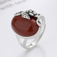 Anillo de Plata Ley, Plata de ley 925, con Yunnan Red Agate, Acabado antiguo, Joyería & para mujer, 17mm, Vendido por UD