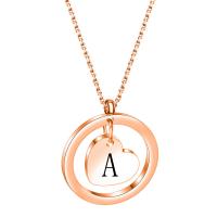 Collier de bijoux de titane, Acier titane, avec 5CM chaînes de rallonge, Rond, lumière de couleur rose plaqué or, bijoux de mode & modèles différents pour le choix & pour femme, 15mm Environ 40 cm, Vendu par PC