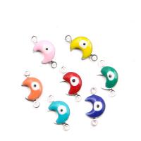 Conector de joyería de mal de ojo, acero inoxidable 304, Luna, Bricolaje & esmalte & 1/1 aro, más colores para la opción, 7x14mm, aproximado 100PCs/Bolsa, Vendido por Bolsa