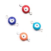 Evil Eye Jewelry Connector, 304 Stainless Steel, Flat Round, DIY & enamel & 1/1 loop Approx 