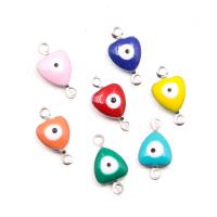 Conector de joyería de mal de ojo, acero inoxidable 304, Corazón, Bricolaje & esmalte & 1/1 aro, más colores para la opción, 7x13mm, aproximado 100PCs/Bolsa, Vendido por Bolsa