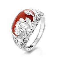 Anillo de Plata Ley, Plata de ley 925, con Yunnan Red Agate, Acabado antiguo, Joyería & para mujer, 12mm, Vendido por UD