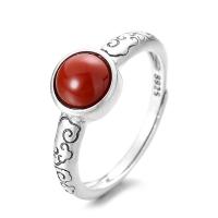 Anillo de Plata Ley, Plata de ley 925, con Yunnan Red Agate, Acabado antiguo, Joyería & para mujer, 8.1mm, Vendido por UD