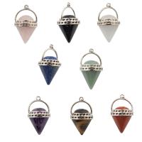 Gemstone Zinc Alloy Pendants, with Zinc Alloy & Unisex 