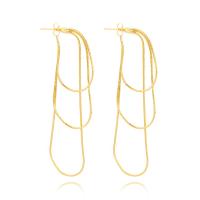 Moda flecos pendientes, metal, 18K chapado en oro, Joyería & para mujer, más colores para la opción, 80x30mm, Vendido por Par