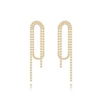 Fashion Fringe Серьги, Латунь, 18K позолоченный, ювелирные изделия моды & Женский & со стразами, Много цветов для выбора, 70mm, продается Пара