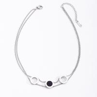 Titanium Steel Jewelry Necklace, with 5.5cm extender chain, Round, Double Layer & fashion jewelry & for woman & hollow, mixed colors, nickel, lead & cadmium free, 12mm Approx 32 cm 