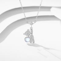 Zircon cubique Micro Pave collier en argent sterling, Argent sterling 925, avec chalumeau, avec 1.97inch chaînes de rallonge, ours, Placage, bijoux de mode & pavé de micro zircon & pour femme, plus de couleurs à choisir Environ 15.74 pouce, Vendu par PC