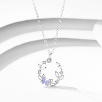 Zircon cubique Micro Pave collier en argent sterling, Argent sterling 925, avec chalumeau, avec 1.97inch chaînes de rallonge, bijoux de mode & pavé de micro zircon & pour femme Environ 15.74 pouce, Vendu par PC