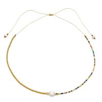 Petite perle en verre de collier 
, Seedbead, avec Cordon de noeud & perle de plastique, Style bohème & réglable & pour femme, plus de couleurs à choisir Environ 40-80 cm, Vendu par PC