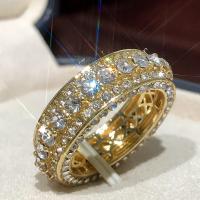 Strass Zink Legierung Finger Ring, Zinklegierung, plattiert, unisex & verschiedene Größen vorhanden & Micro pave Strass, goldfarben, verkauft von PC