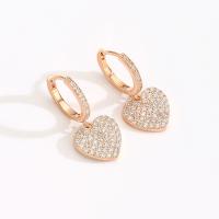 Cubic Zirconia Micro Pave Brass Earring, Heart, plated, fashion jewelry & micro pave cubic zirconia & for woman nickel, lead & cadmium free, 25mm 