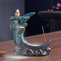 Incense Smoke Flow Backflow Holder Ceramic Incense Burner, Porcelain, handmade, for home and office & durable & multifunctional 