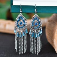 Moda flecos pendientes, aleación de zinc, chapado, Joyería & para mujer, más colores para la opción, 6.5CM, Vendido por Par