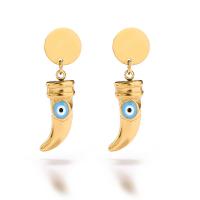 Evil Eye Earrings, Titanium Steel, plated, for woman & enamel 