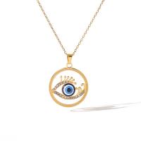 Evil Eye Schmuck Halskette, Titanstahl, mit Verlängerungskettchen von 5CM, plattiert, verschiedene Stile für Wahl & Micro pave Zirkonia & für Frau, Goldfarbe, Länge:ca. 40 cm, verkauft von PC