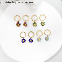 Boucles d'oreilles en acier titane, fleur, Placage ionique sous vide, bijoux de mode & pour femme & émail, plus de couleurs à choisir, protéger l'environnement, sans nickel, plomb et cadmium Vendu par paire