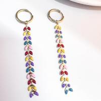 Boucles d'oreilles en acier titane, blé, Placage ionique sous vide, bijoux de mode & pour femme & émail, multicolore, protéger l'environnement, sans nickel, plomb et cadmium Vendu par paire