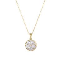 Cubic Zirconia Stainless Steel Necklace, 304 Stainless Steel, with 1.97inch extender chain, Vacuum Plating, fashion jewelry & micro pave cubic zirconia & for woman, golden Approx 15.75 Inch 